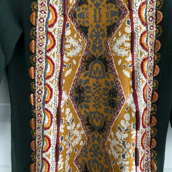 Anthropologie Knitted and Knotted Beaded Dress Green Yellow Size XS Peti… - Picture 4 of 16